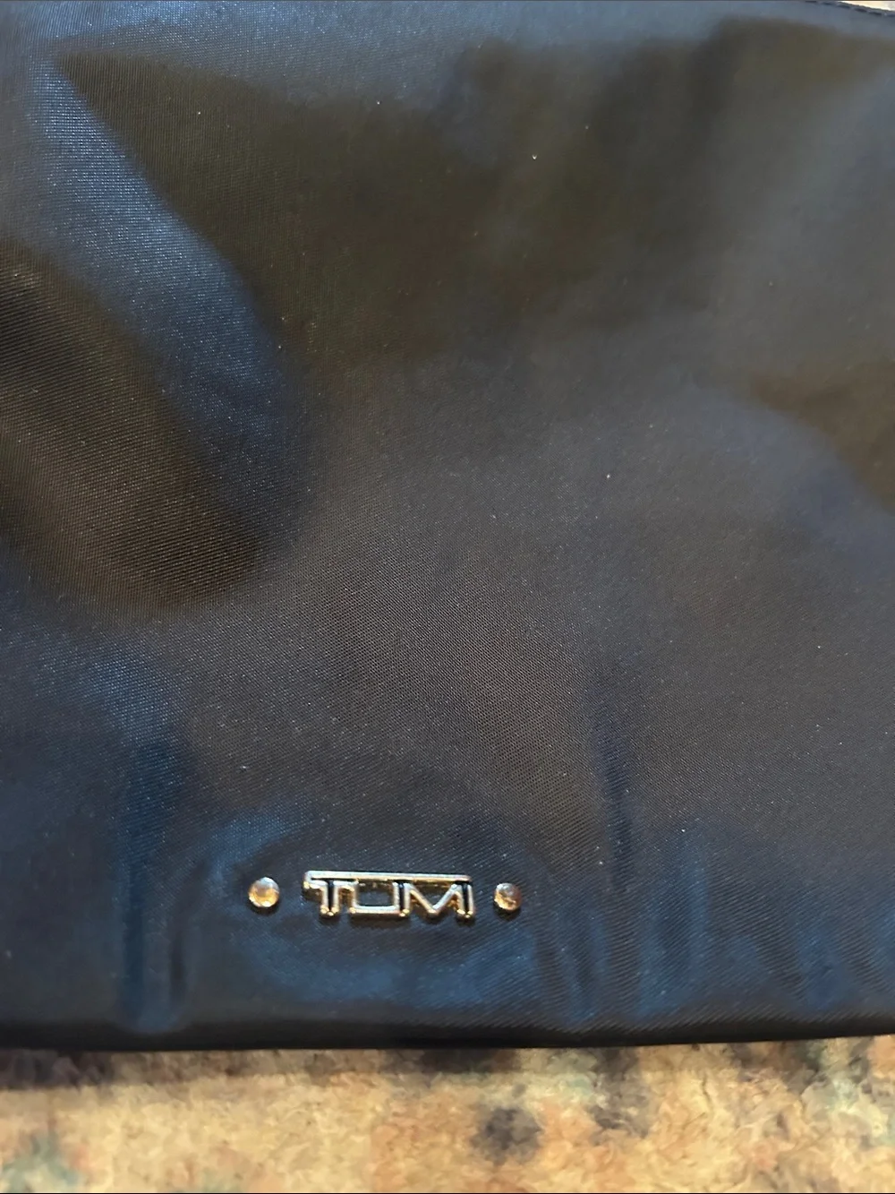 Tumi Black Soft Nylon Pouch with Gold Logo